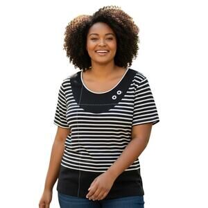 Coastal Navy and White Striped Women's Classic Top Size XXL